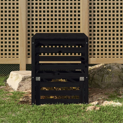 Compostiera Nera 63,5x63,5x77,5 cm in Legno Massello di Pino - homemem39