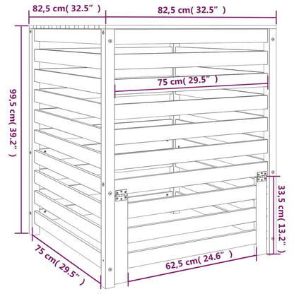 Compostiera 82,5x82,5x99,5 cm in Legno Massello di Pino - homemem39