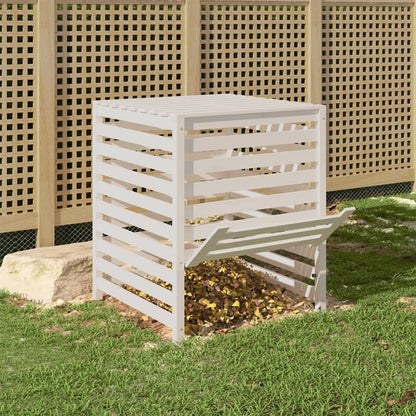 Compostiera Bianca 82,5x82,5x99,5 cm in Legno Massello di Pino - homemem39