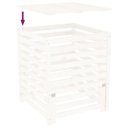 Compostiera Bianca 82,5x82,5x99,5 cm in Legno Massello di Pino - homemem39