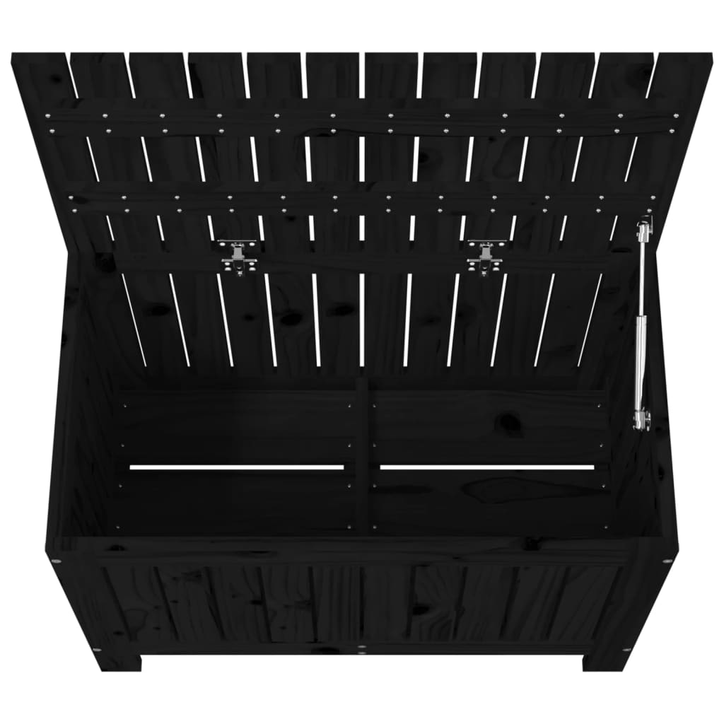 Contenitore da Giardino Nero 76x42,5x54 cm Legno Massello Pino - homemem39