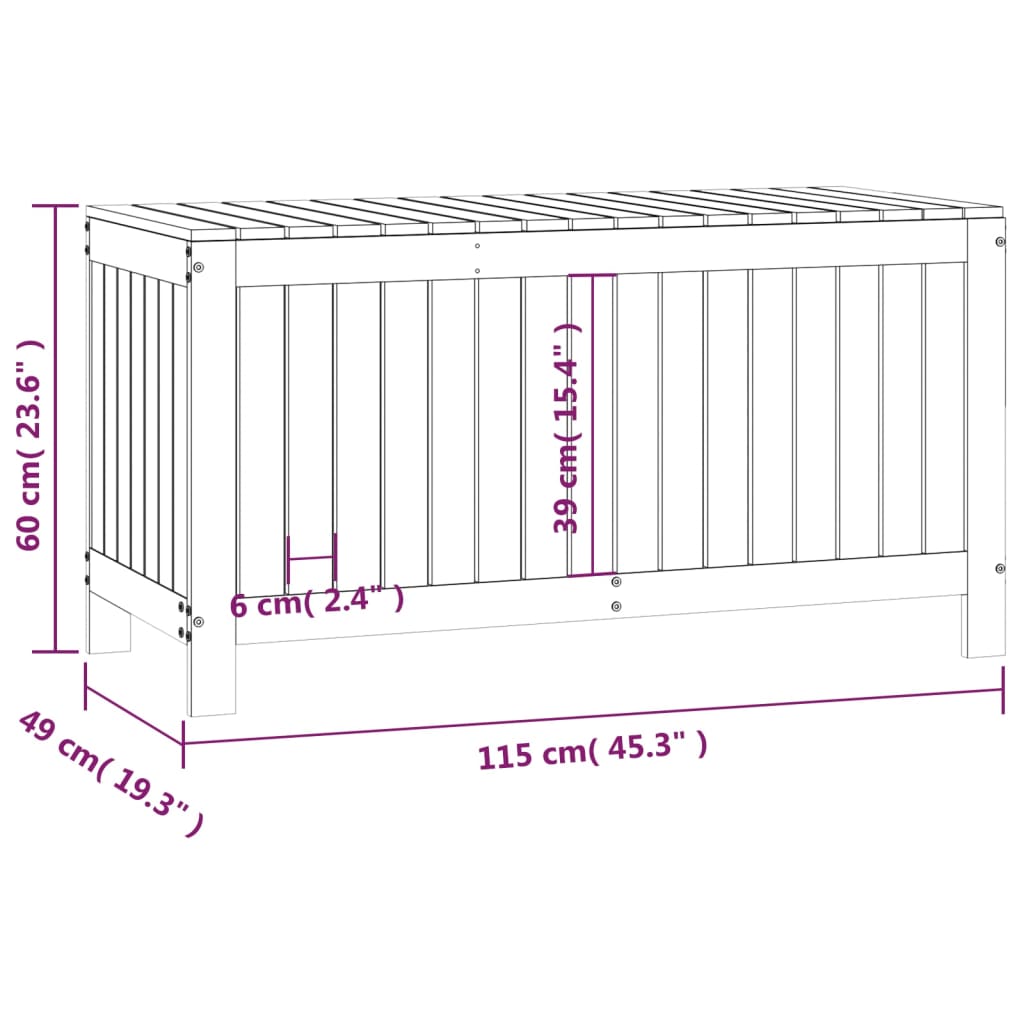 Contenitore da Giardino Bianco 115x49x60 cm Legno Massello Pino