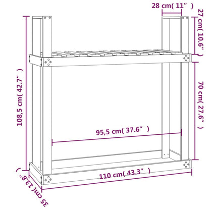 Portalegna 110x35x108,5 cm in Legno Massello di Pino