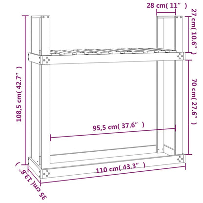 Portalegna 110x35x108,5 cm in Legno Massello di Pino - homemem39