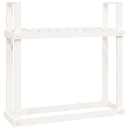 Portalegna Bianco 110x35x108,5 cm in Legno Massello di Pino - homemem39