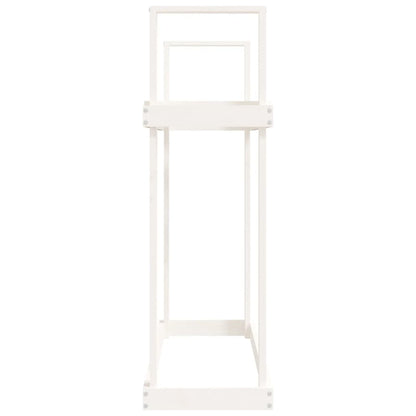 Portalegna Bianco 110x35x108,5 cm in Legno Massello di Pino - homemem39