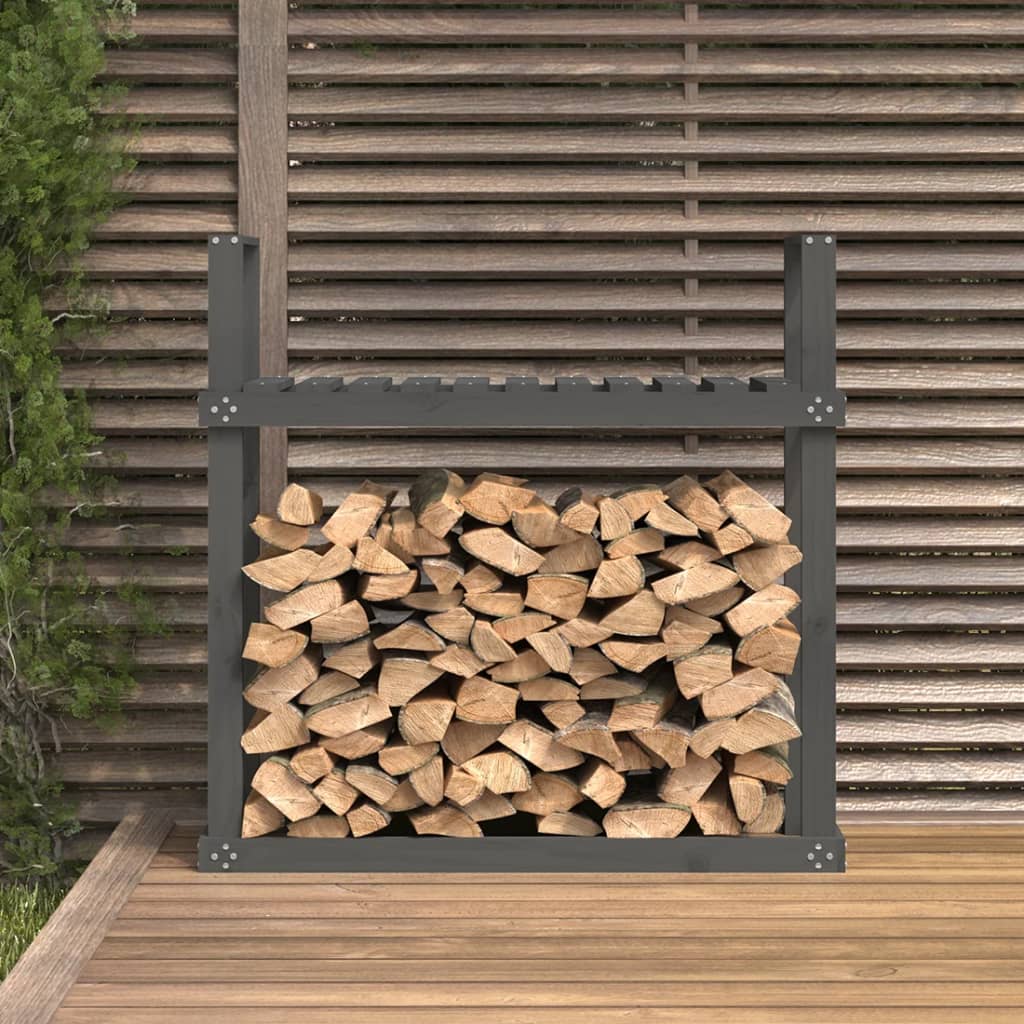Portalegna Grigio 110x35x108,5 cm in Legno Massello di Pino - homemem39