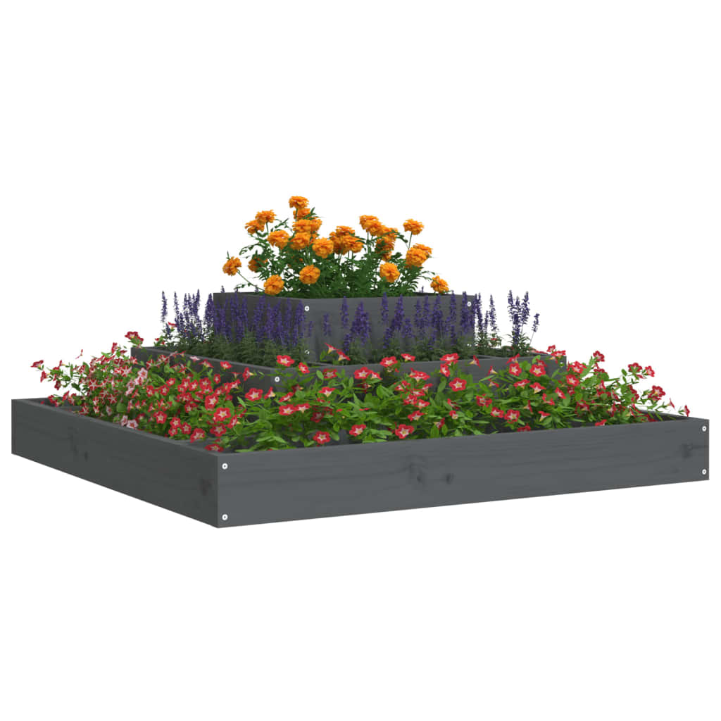 Fioriera Grigia 80x80x27 cm in Legno Massello di Pino - homemem39