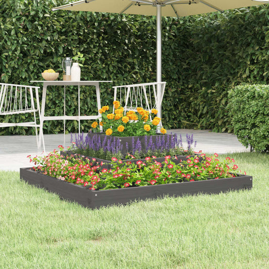 Fioriera Grigia 80x80x27 cm in Legno Massello di Pino - homemem39