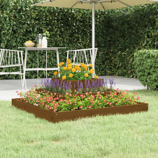 Fioriera Marrone Ambra 80x80x27 cm in Legno Massello di Pino