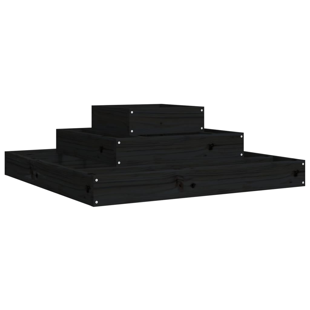 Fioriera Nera 80x80x27 cm in Legno Massello di Pino | homemem39