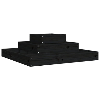 Fioriera Nera 80x80x27 cm in Legno Massello di Pino | homemem39