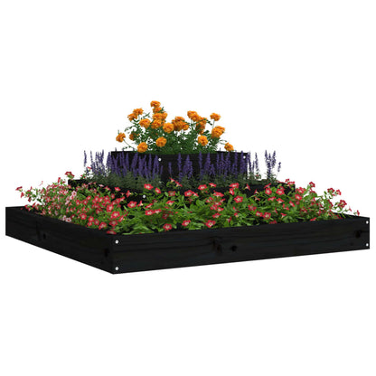 Fioriera Nera 80x80x27 cm in Legno Massello di Pino | homemem39