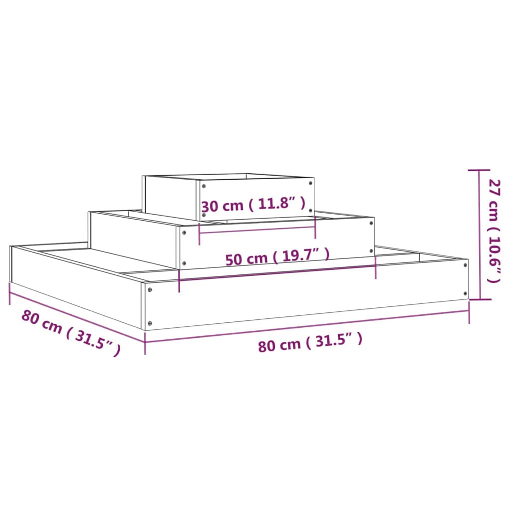 Fioriera 80x80x27 cm in Legno Massello di Douglas | homemem39