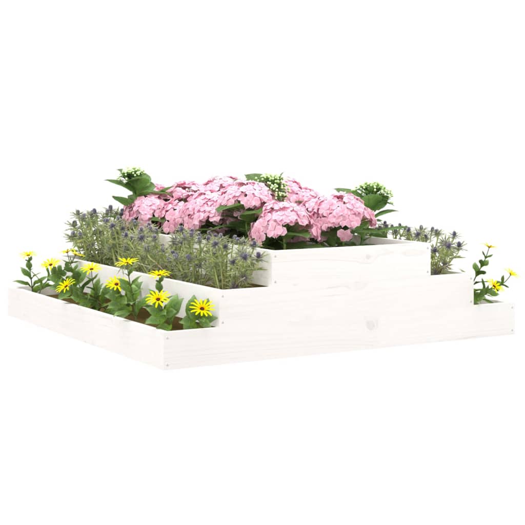 Fioriera Bianca 110x110x27 cm in Legno Massello di Pino | homemem39