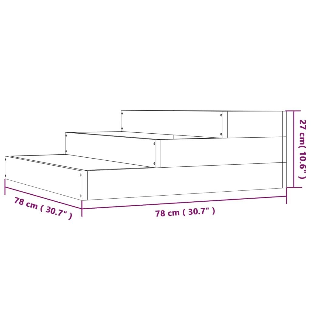 Fioriera Nera 78x78x27 cm in Legno Massello di Pino | homemem39