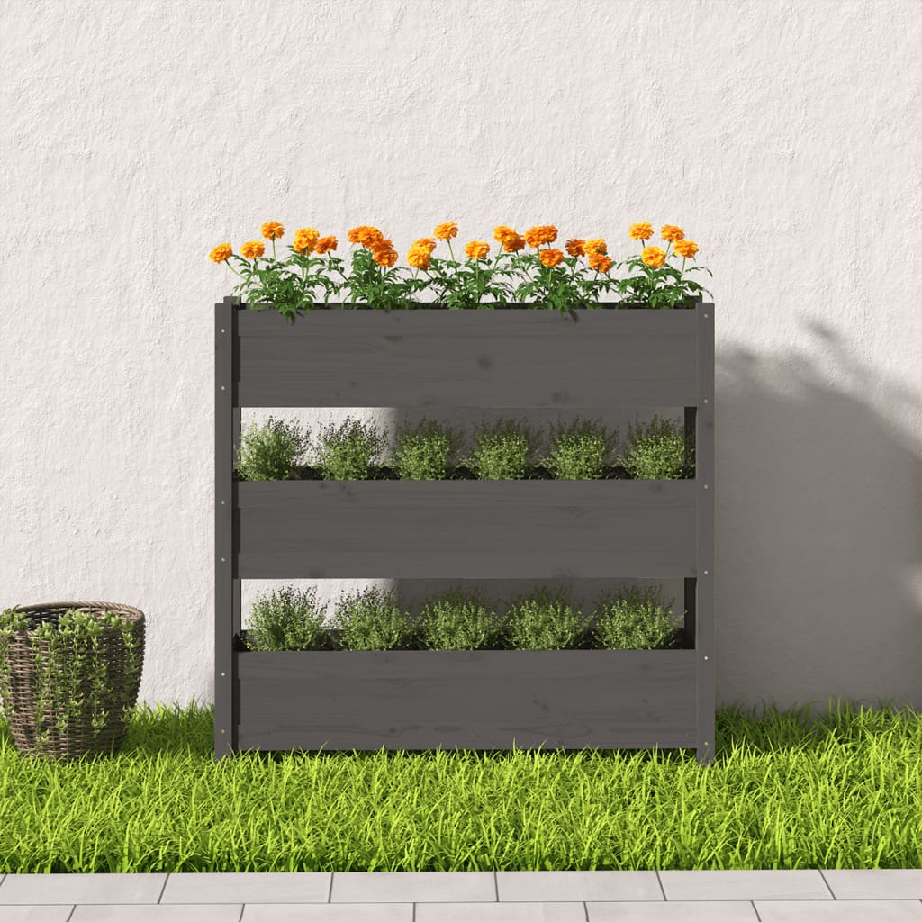 Fioriera Grigia 112x25x104,5 cm in Legno Massello di Pino | homemem39