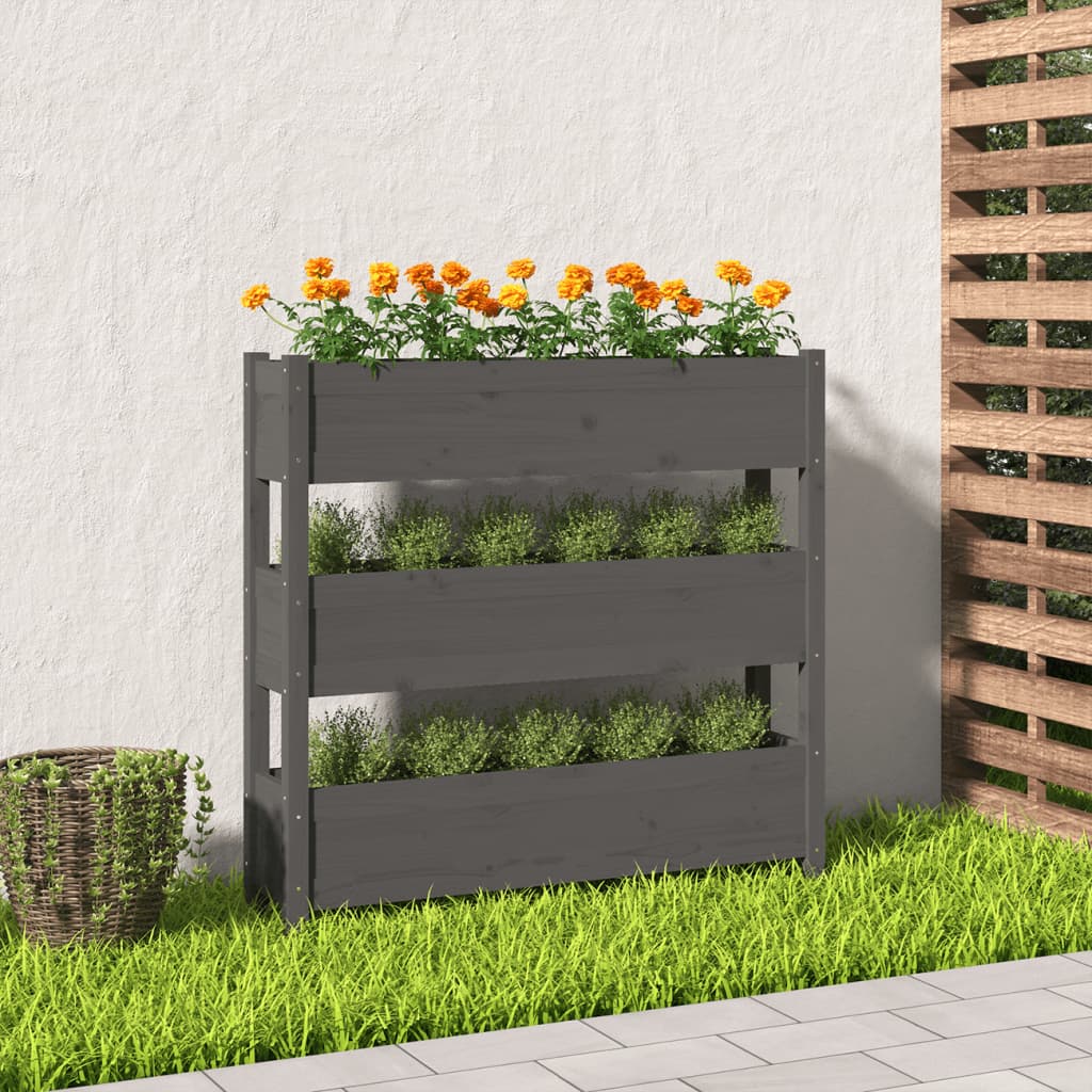 Fioriera Grigia 112x25x104,5 cm in Legno Massello di Pino | homemem39