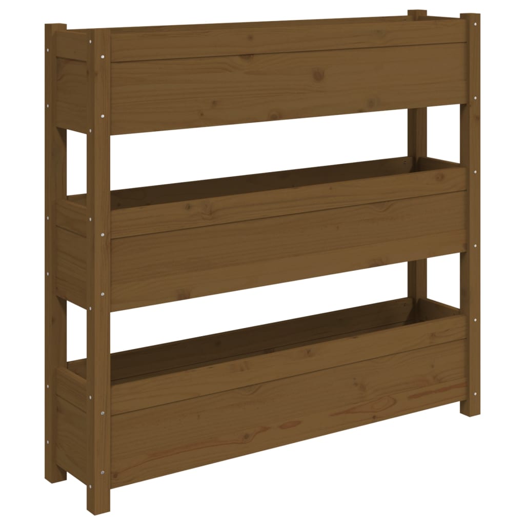 Fioriera Marrone Ambra 112x25x104,5cm in Legno Massello di Pino - homemem39