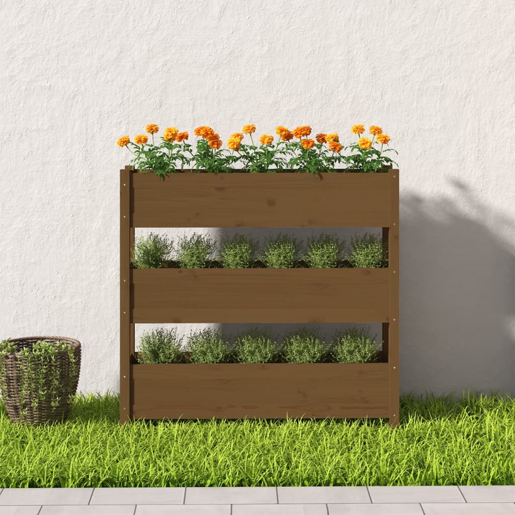 Fioriera Marrone Ambra 112x25x104,5cm in Legno Massello di Pino - homemem39