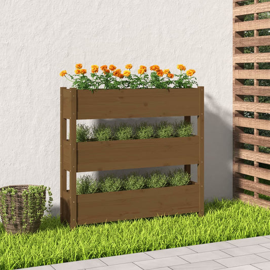 Fioriera Marrone Ambra 112x25x104,5cm in Legno Massello di Pino - homemem39
