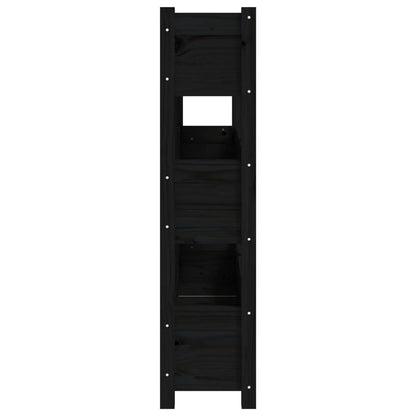 Fioriera Nera 112x25x104,5 cm in Legno Massello di Pino - homemem39