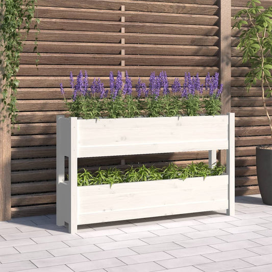 Fioriera Bianca 112x25x66 cm in Legno Massello di Pino - homemem39