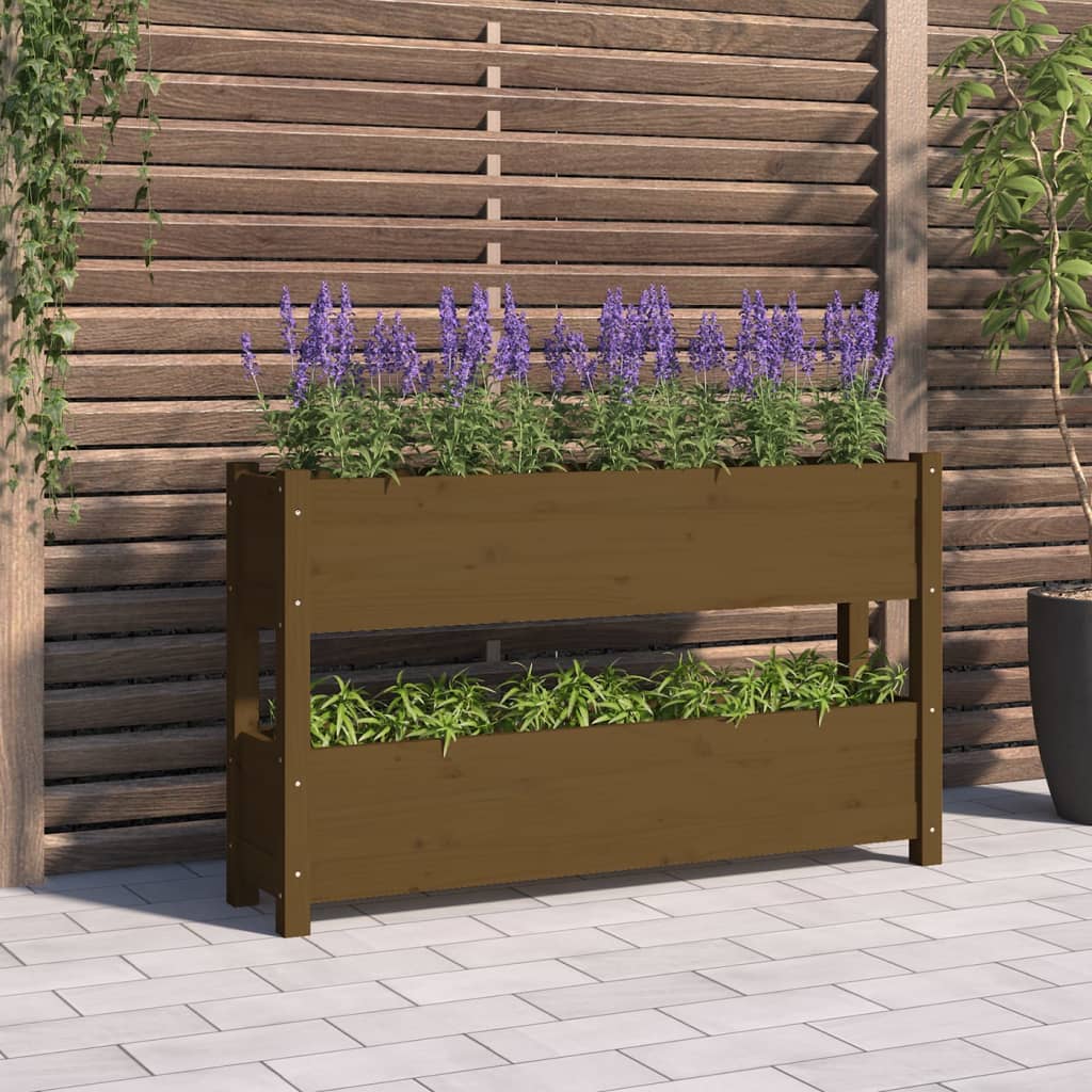 Fioriera Marrone Ambra 112x25x66 cm in Legno Massello di Pino