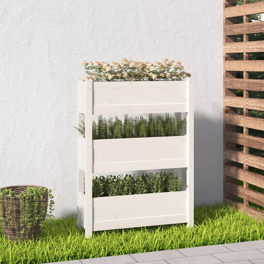 Fioriera Bianca 77x25x104,5 cm in Legno Massello di Pino - homemem39