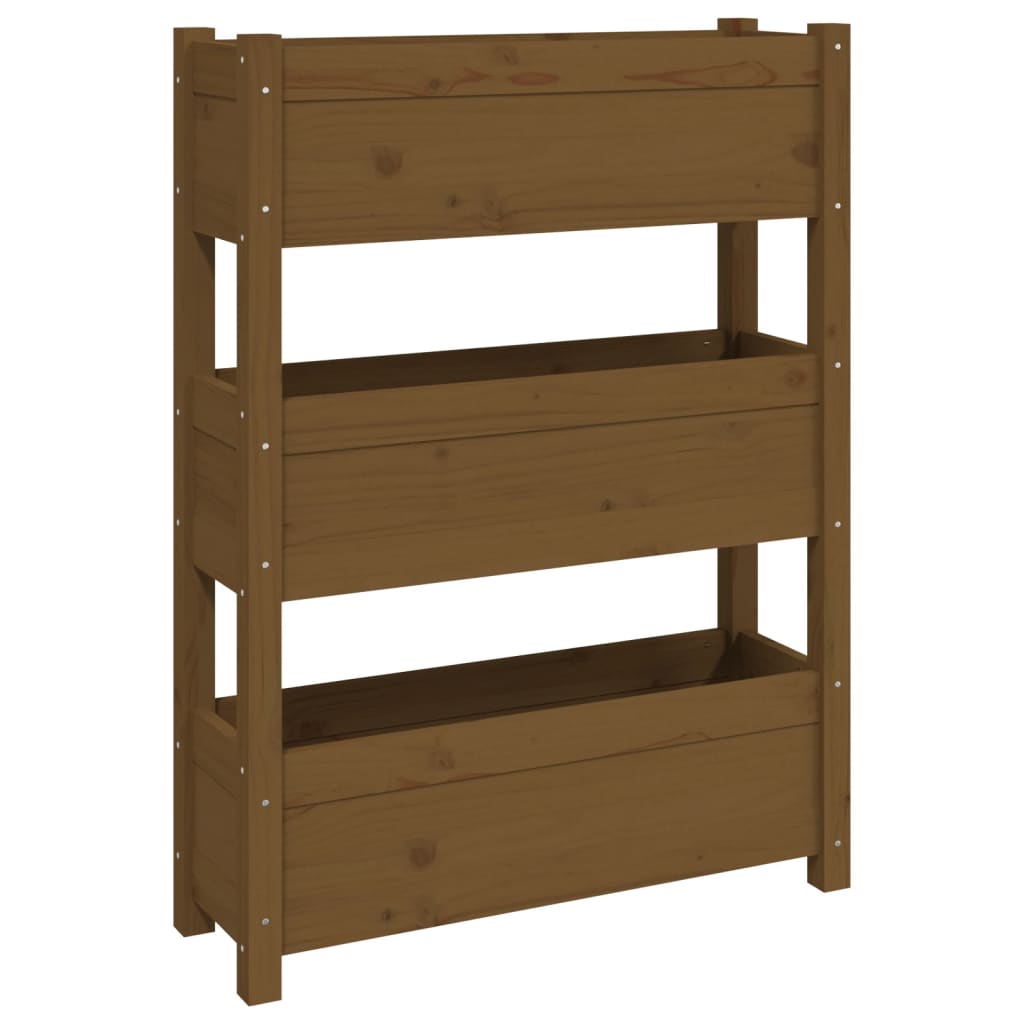 Fioriera Marrone Ambra 77x25x104,5 cm in Legno Massello di Pino - homemem39