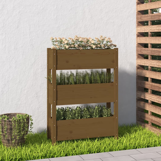 Fioriera Marrone Ambra 77x25x104,5 cm in Legno Massello di Pino - homemem39