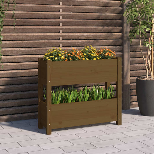 Fioriera Marrone Ambra 77x25x66 cm in Legno Massello di Pino - homemem39