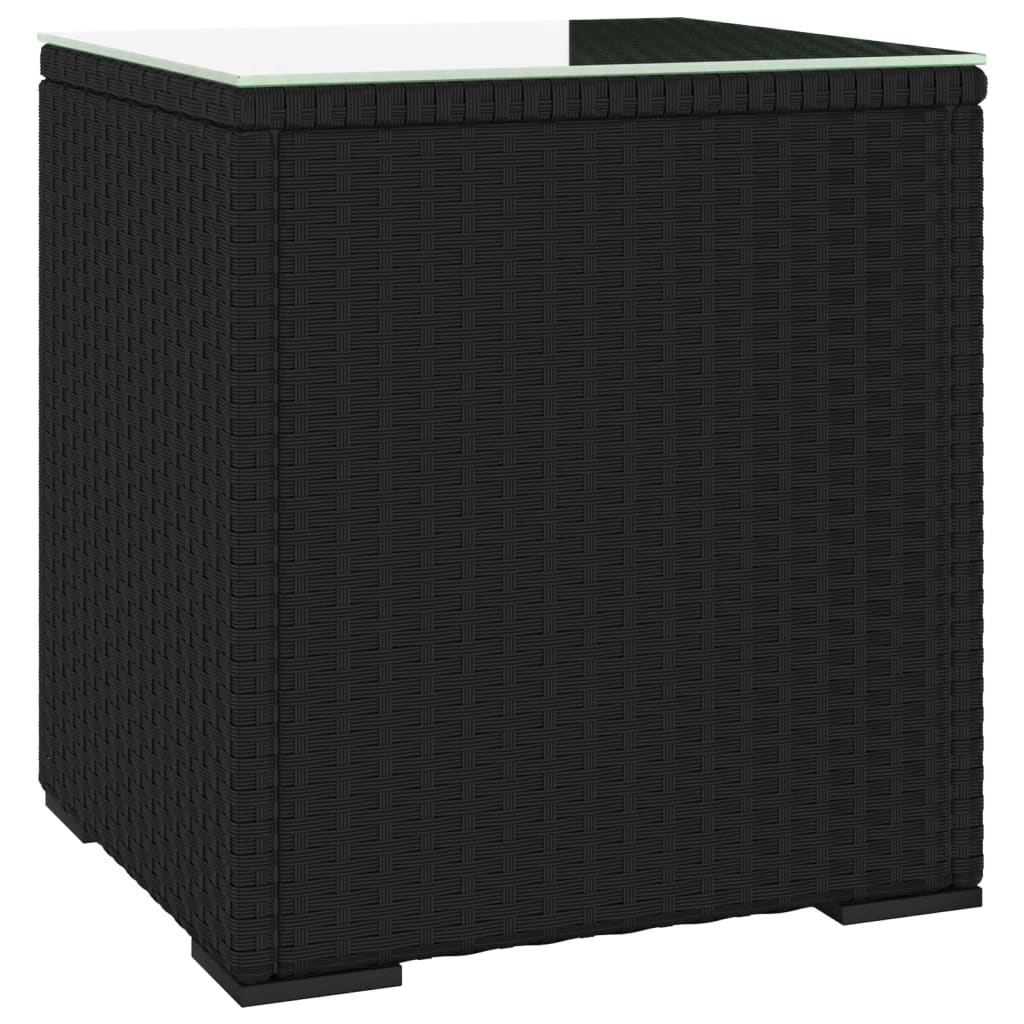 Tavolino Nero 40x37x40,5 cm Polyrattan e Vetro Temperato - homemem39