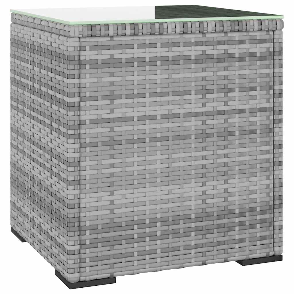 Tavolino Grigio 40x37x40,5 cm Polyrattan e Vetro Temperato | homemem39