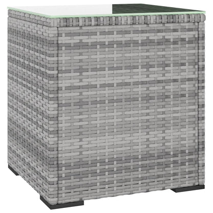 Tavolino Grigio 40x37x40,5 cm Polyrattan e Vetro Temperato - homemem39