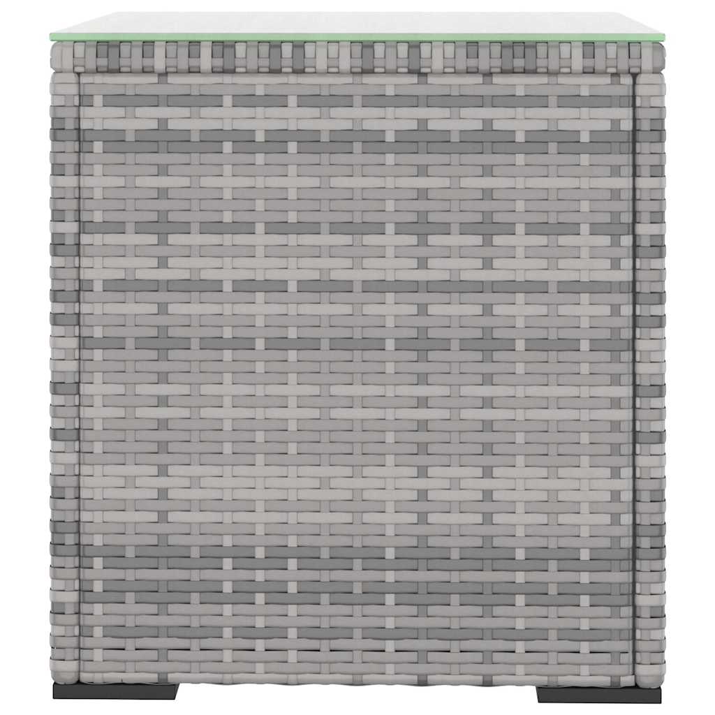 Tavolino Grigio 40x37x40,5 cm Polyrattan e Vetro Temperato | homemem39