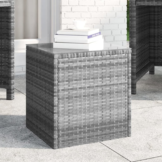 Tavolino Grigio 40x37x40,5 cm Polyrattan e Vetro Temperato - homemem39