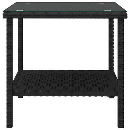 Tavolino Nero 45x45x45 cm Polyrattan e Vetro Temperato | homemem39
