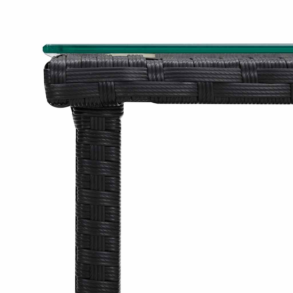 Tavolino Nero 45x45x45 cm Polyrattan e Vetro Temperato | homemem39
