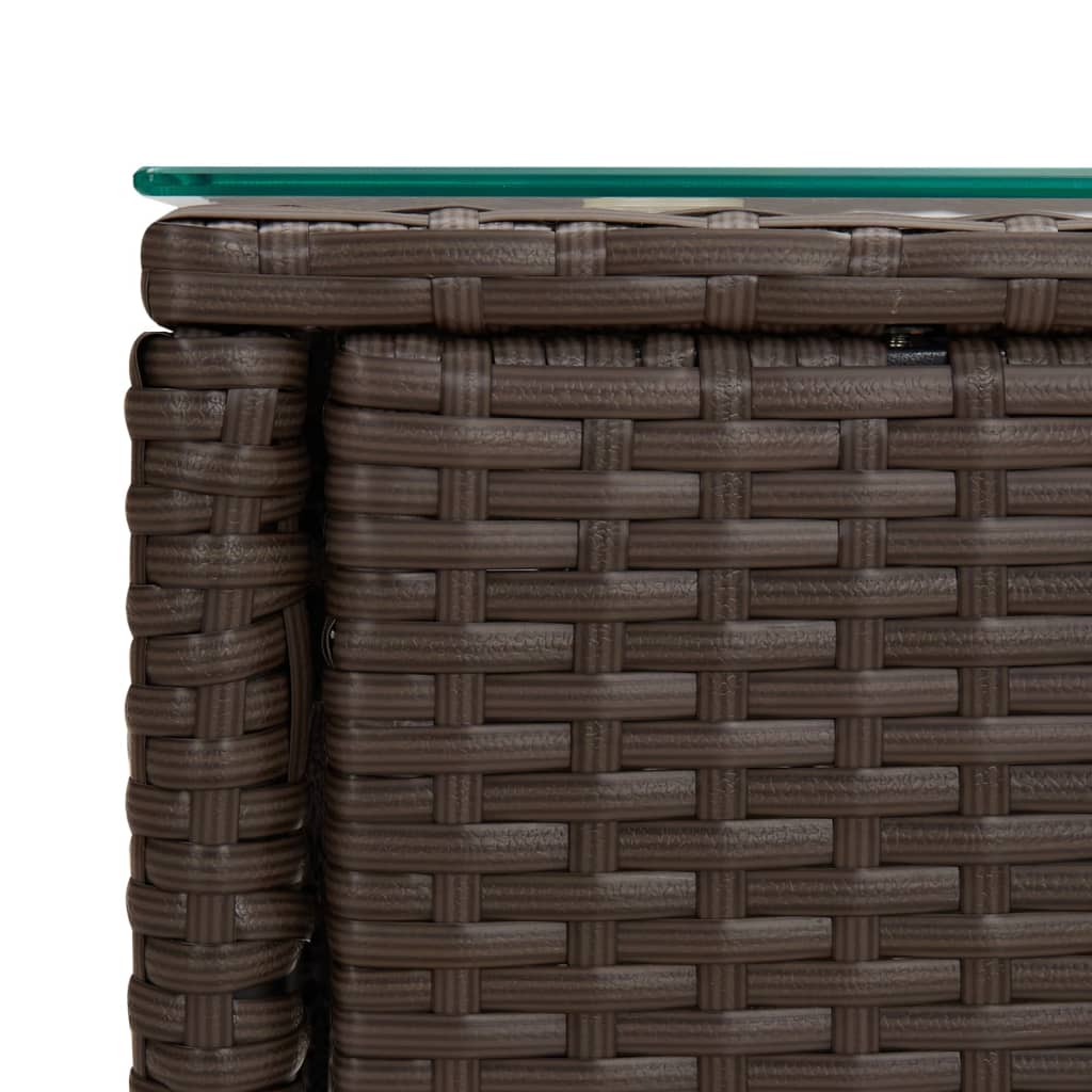 Tavolino Marrone 53x37x48 cm Polyrattan e Vetro Temperato - homemem39