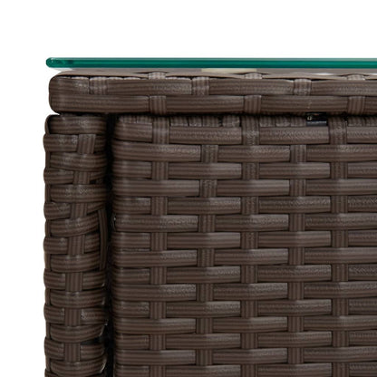 Tavolino Marrone 53x37x48 cm Polyrattan e Vetro Temperato - homemem39