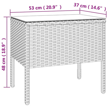 Tavolino Marrone 53x37x48 cm Polyrattan e Vetro Temperato - homemem39