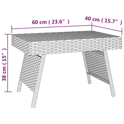 Tavolino Pieghevole Marrone 60x40x38 cm in Polyrattan - homemem39