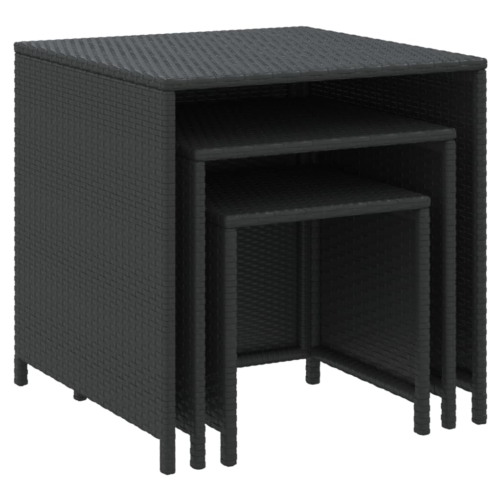 Tavolini Impilabili 3 pz Neri in Polyrattan | homemem39