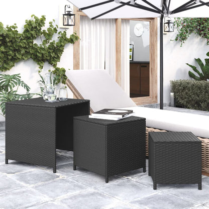 Tavolini Impilabili 3 pz Neri in Polyrattan | homemem39