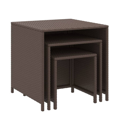 Tavolini Impilabili 3 pz Marroni in Polyrattan - homemem39