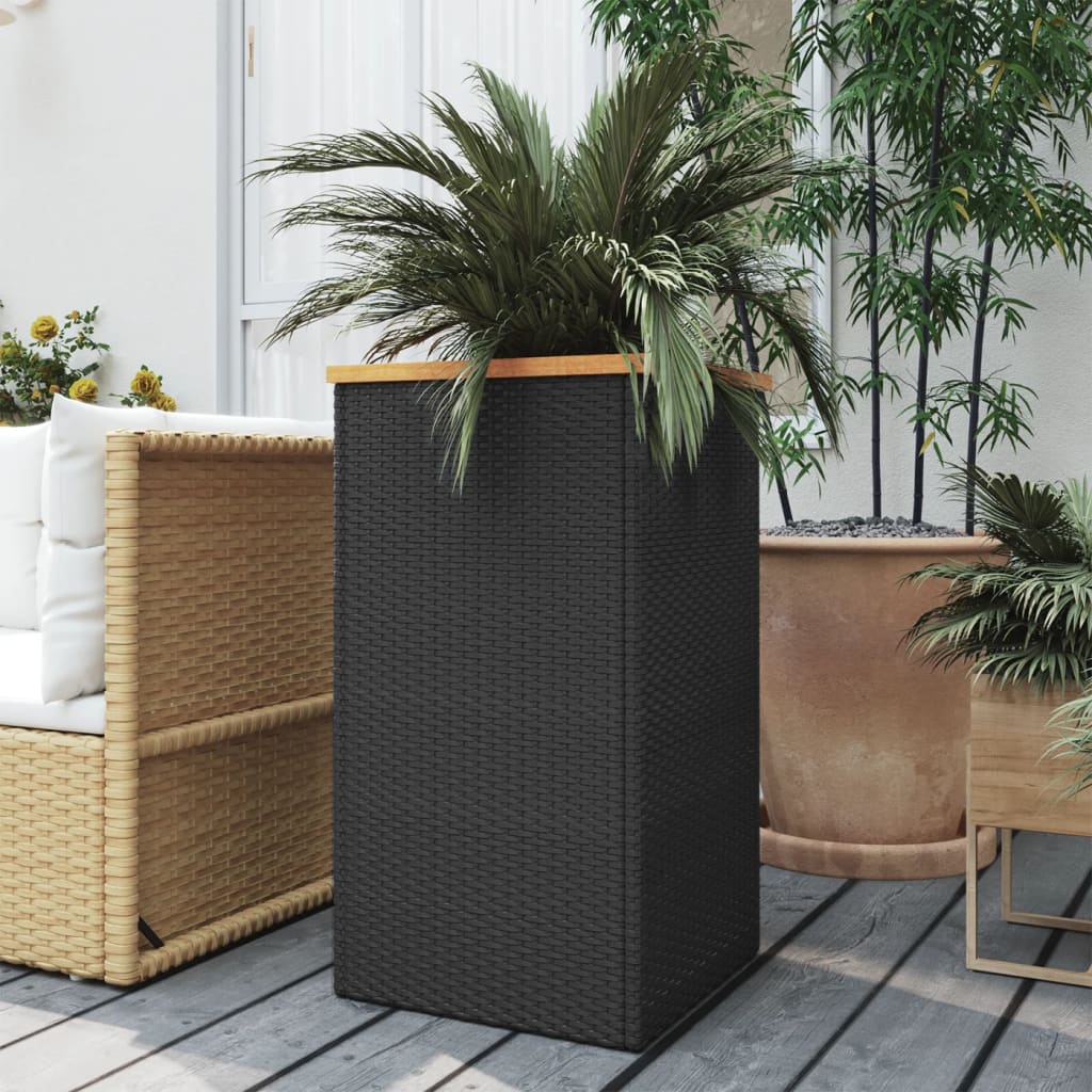 Fioriera Nera 40x40x80 cm in Polyrattan - homemem39