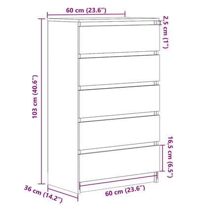 Cassettiera Rovere Sonoma 60x36x103 cm in Legno Multistrato - homemem39
