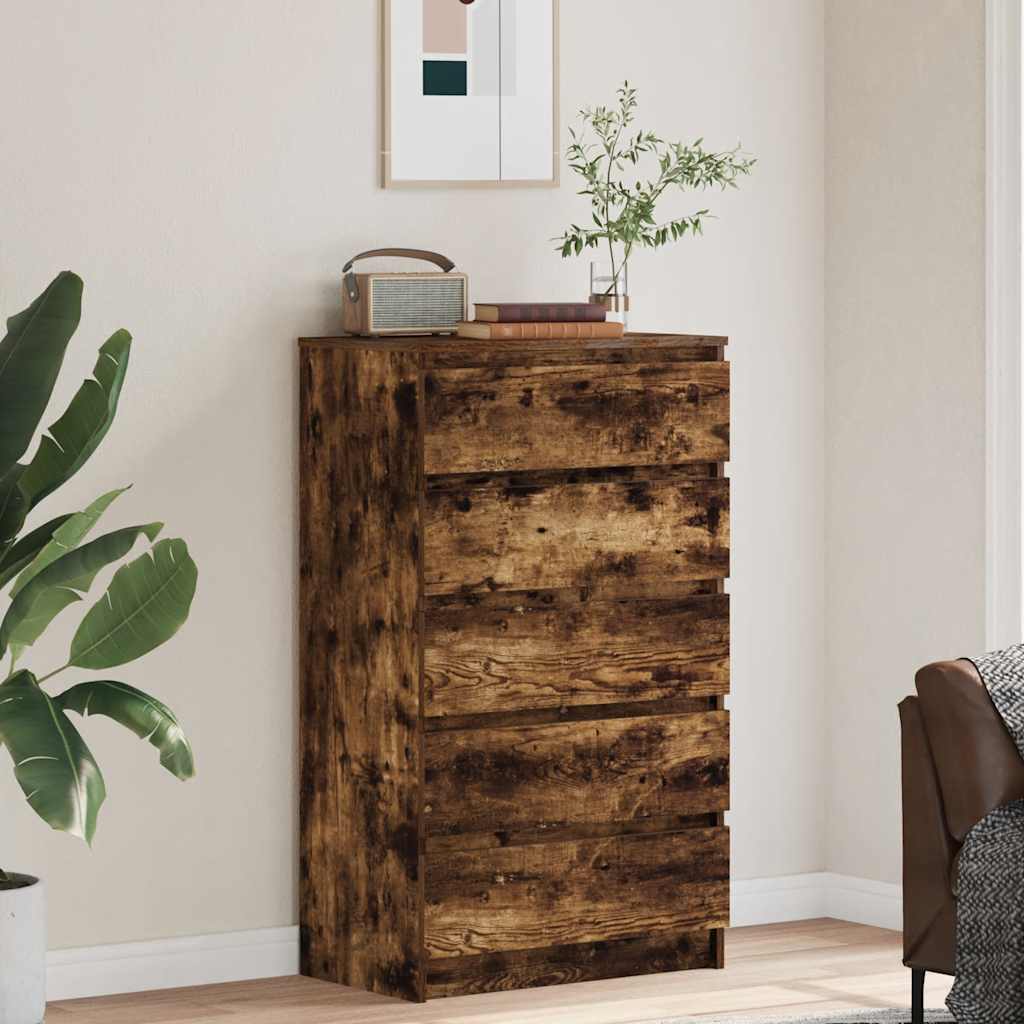 Cassettiera Rovere Fumo 60x36x103 cm in Legno Multistrato - homemem39