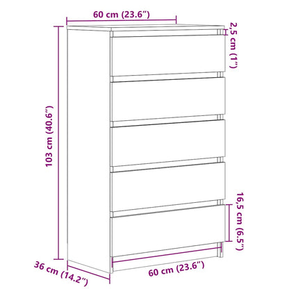 Cassettiera Rovere Fumo 60x36x103 cm in Legno Multistrato - homemem39